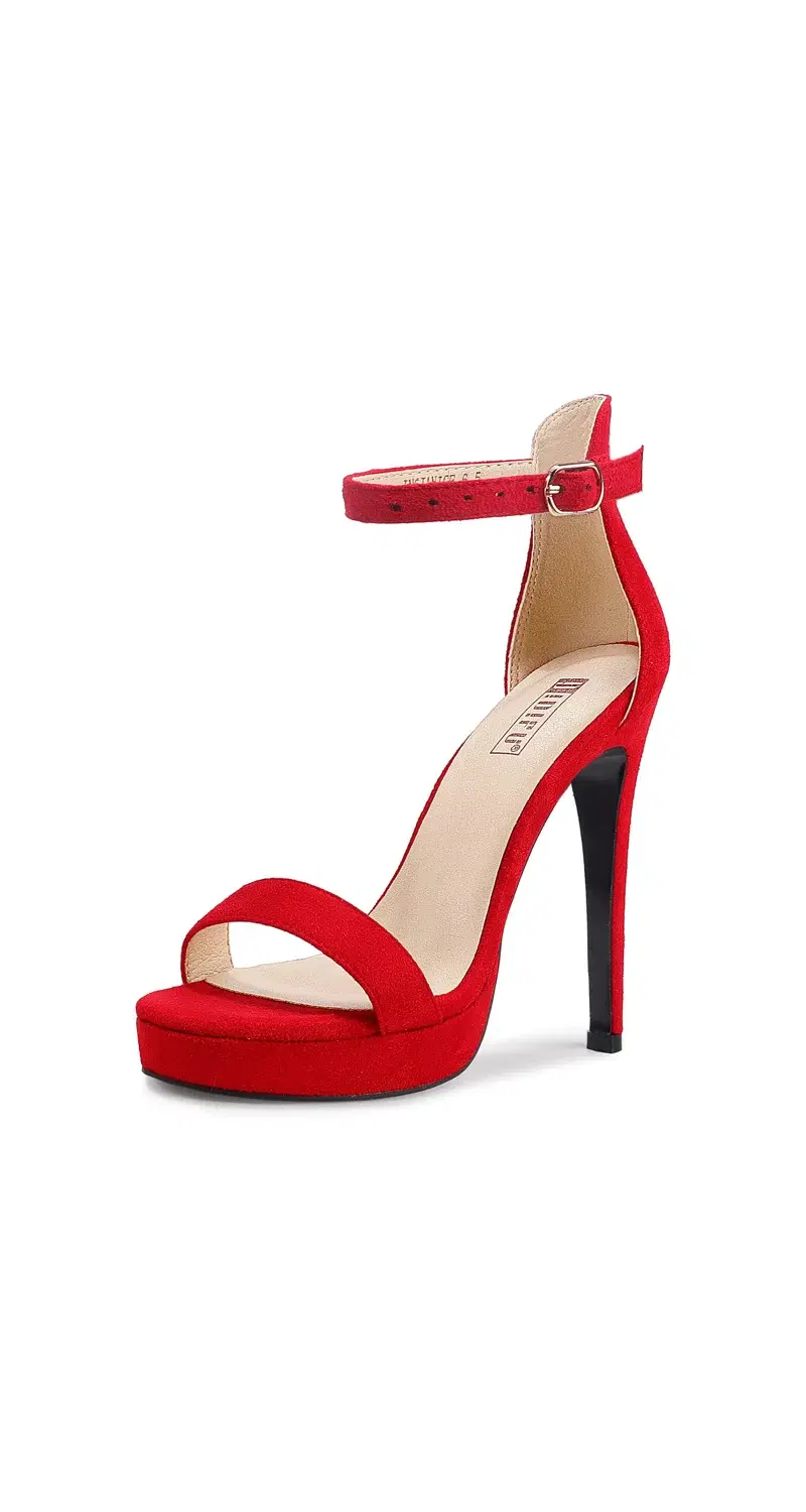IDIFU Stiletto Platform Sandal, Red Suede