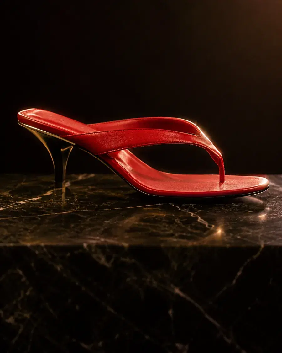 Gucci Vittoria Thong Sandal, Red Leather