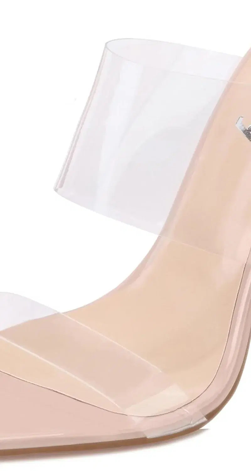 vivianly Clear Pointed-Toe Mule, Nude